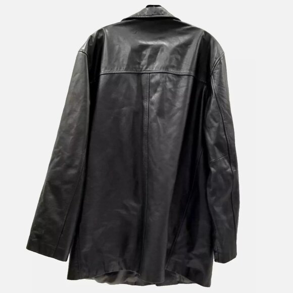 Vintage Y2K Banana Republic Leather Jacket L Blazer Men’s Moto Western Trench - Picture 5 of 10